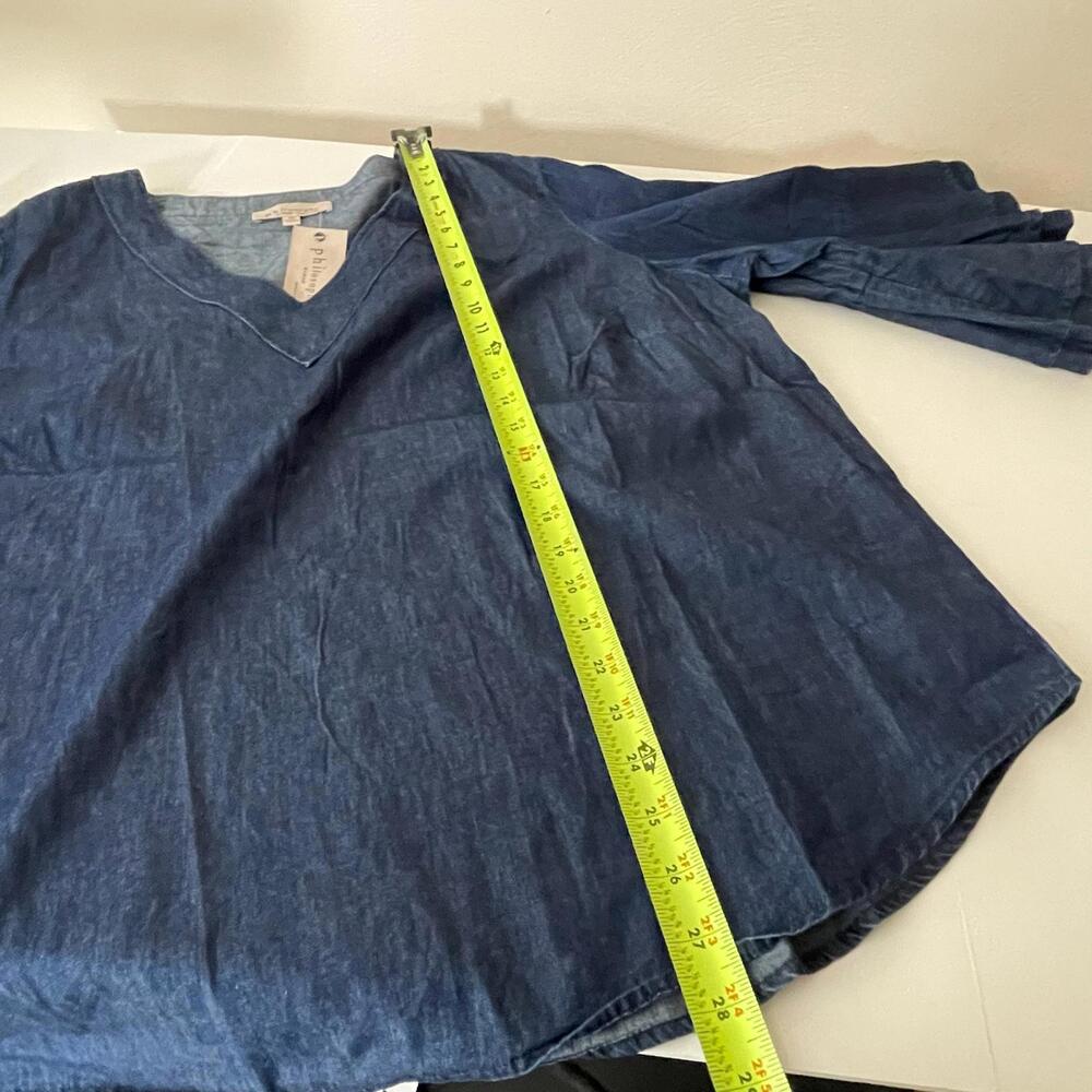 Philosophy Womans 2X Denim Tunic Top | NWT | V-Neck Cotton Dark Wash $88 - Picture 7 of 9